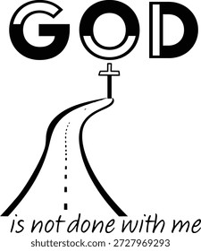 Deus não se cansa de mim. Frase bíblica, tipografia cristã para banner, cartaz, sobreposição de foto, design de vestuário
