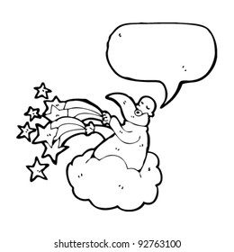 god on cloud with speech bubble
