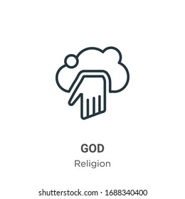 God outline vector icon. Thin line black god icon, flat vector simple element illustration from editable religion concept isolated stroke on white background
