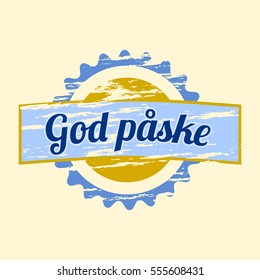 God paske, Stamp with Danish words Happy Easter vector illustration grunge style