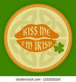 god patricks day logo circular labels icon template for brew party calling in bar or saloon cheerful english classic holiday star bar isolated spring banquet ritual sprout sign ceremony ship green smi