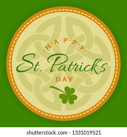 god patricks day logotype circular sticker icon template for brew banquet calling in bar or saloon satisfied english classical vacation star bar isolated spring banquet holiday anniversary leaf mark c
