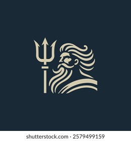 God Poseidon Trident Logo for sale.