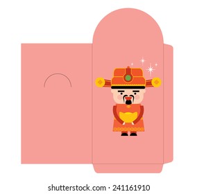 god of prosperity red packet template/vector