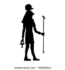 God Ra Horus egypt egyptian silhouette ancient egypt. Vector illustration.