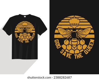 God save the queen bee planet t-shirt design