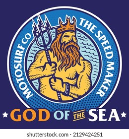 God of the Sea Motosurf Company The Speed Maker Emblem Design