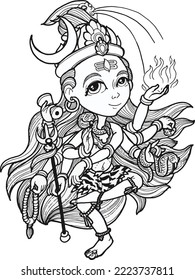 God Shiva, the Indian God of Power Of the World. Drawing And Illustrated by ArtByUncle 3.