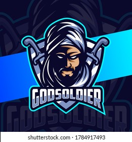 god soldier mascot muslim logo design