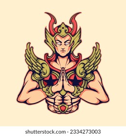 God of thunder Balinese character vector art