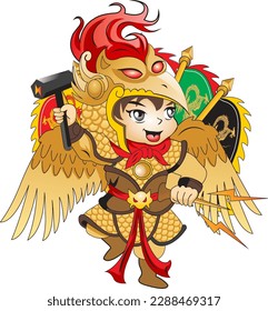 Dios del trueno vector colorido 