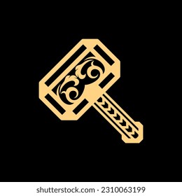 god of thunder hammer vector logo design, with ornament in a circle shape Great for logo