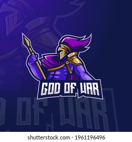 God of War e-Sport Mascot Logo Design Illustration Vector