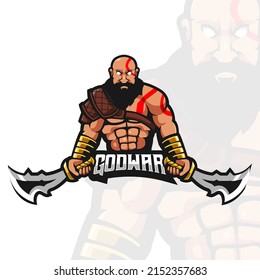 God war mascot logo design vector with modern illustration concept style for badge, emblem and tshirt printing. Warrior for gaming or esport