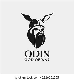 God of War Odin Face Logo Design Mascot Template