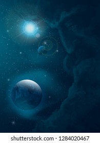 God is watching the universe. Vector illustration