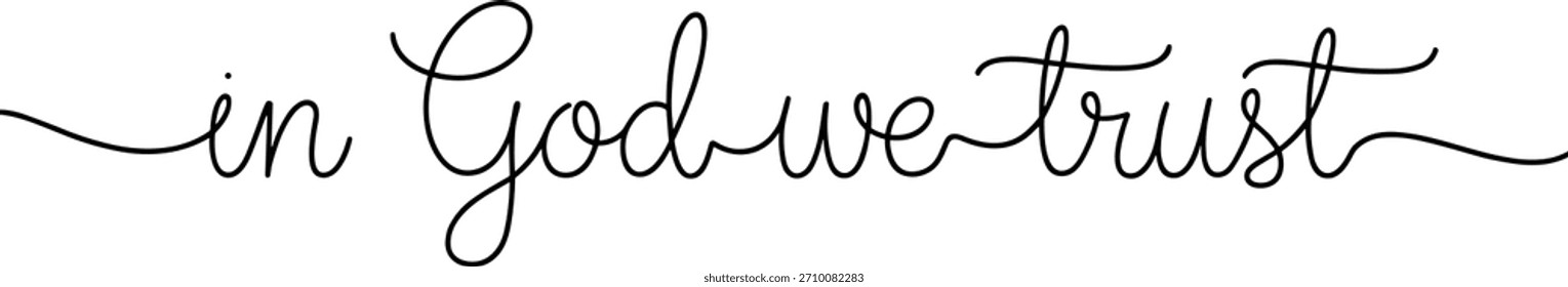 In God We Trust texto cursivo escritura en blanco y negro