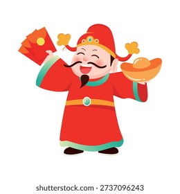 God of Wealth holding a large gold ingot for the Chinese New Year