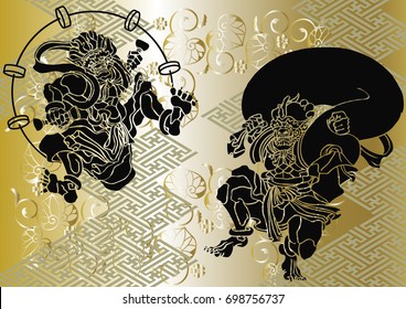 God of Wind and Thunder Japanese pattern