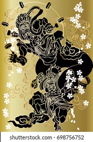 God of Wind and Thunder Japanese pattern