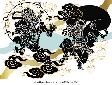 God of Wind and Thunder Japanese pattern