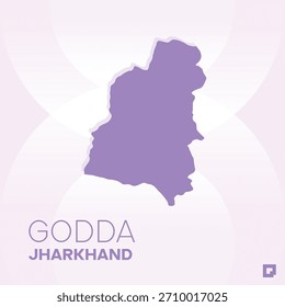 GODDA District Map, Jharkhand, India – Editable Vector Outline.