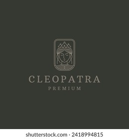 Diosas de cleopatra con plantilla de diseño de logotipo de estilo de línea