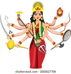 Goddess Ambe with several arms
