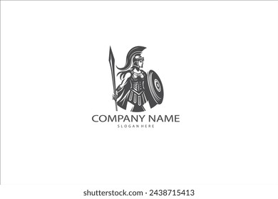 Goddess athena logo design icon template