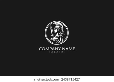 Goddess athena logo design icon template