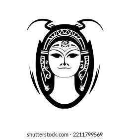 Goddess Aztec Tribal Tattoo Design Vector