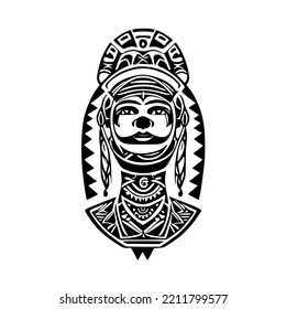 Goddess Aztec Tribal Tattoo Design Vector