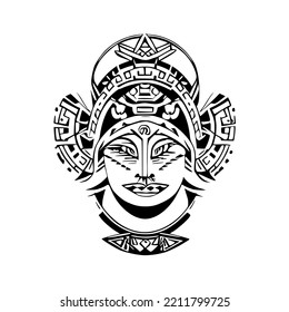 Goddess Aztec Tribal Tattoo Design Vector