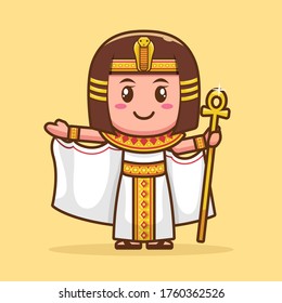 goddess cleopatra cute cartoon character design. flat illustration