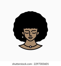 Goddess Curly Black Woman Logo Vector Icon Illustration