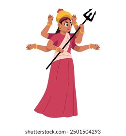 goddess durga cartoon character isolated