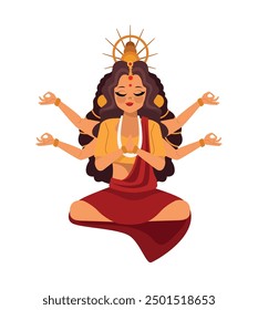 goddess durga character sitting isolated