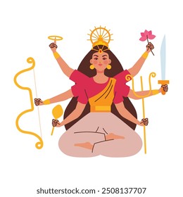 goddess durga character sitting isolated