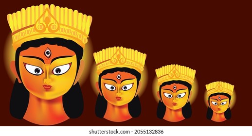 Goddess Durga Face Idol Indian festival of Devi Mata nine days Navratri celebration Durga Puja festival of Bengalis Pandaal