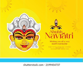 Goddess Durga Face Illustration for shubh Navratri celebration. happy Navratri.