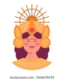 goddess durga face of navratri festival isolated