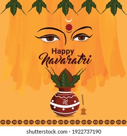 	
Goddess durga face and subh navratri festival