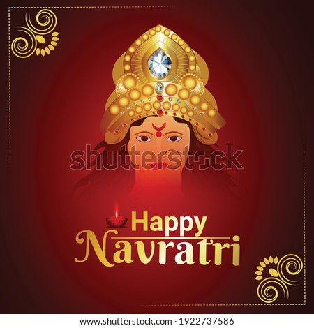 	
Goddess durga face and subh navratri festival