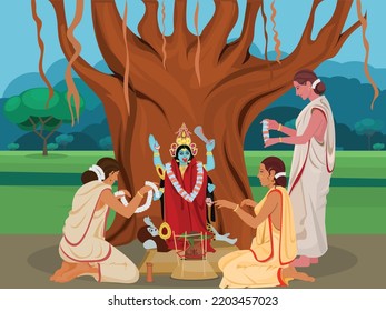 Goddess Durga, Happy Durga Puja Subh Navratri, Bengal during Durga Puja Dussehra celebration in India