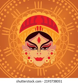 diosa cabeza durga, diseño vectorial