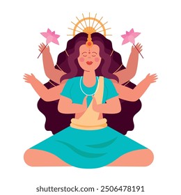 goddess durga in meditation pose isolated