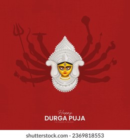 Diosa Durga diez manos en feliz Durga Puja Subh Navratri fondo de banner