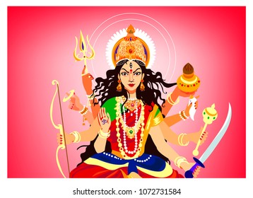 Goddess Durga vector  illustration