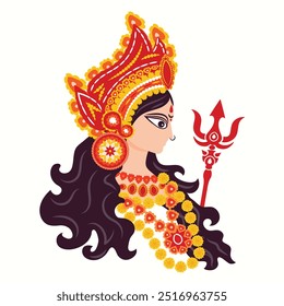 Deusa Durga Ilustração Vetorial Com Trishul Para Navratri