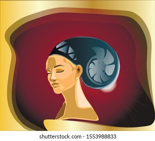 goddess in a gold cave vector